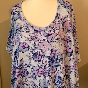 Woman Within Cotton Floral Purple TShirt 26 28 2X